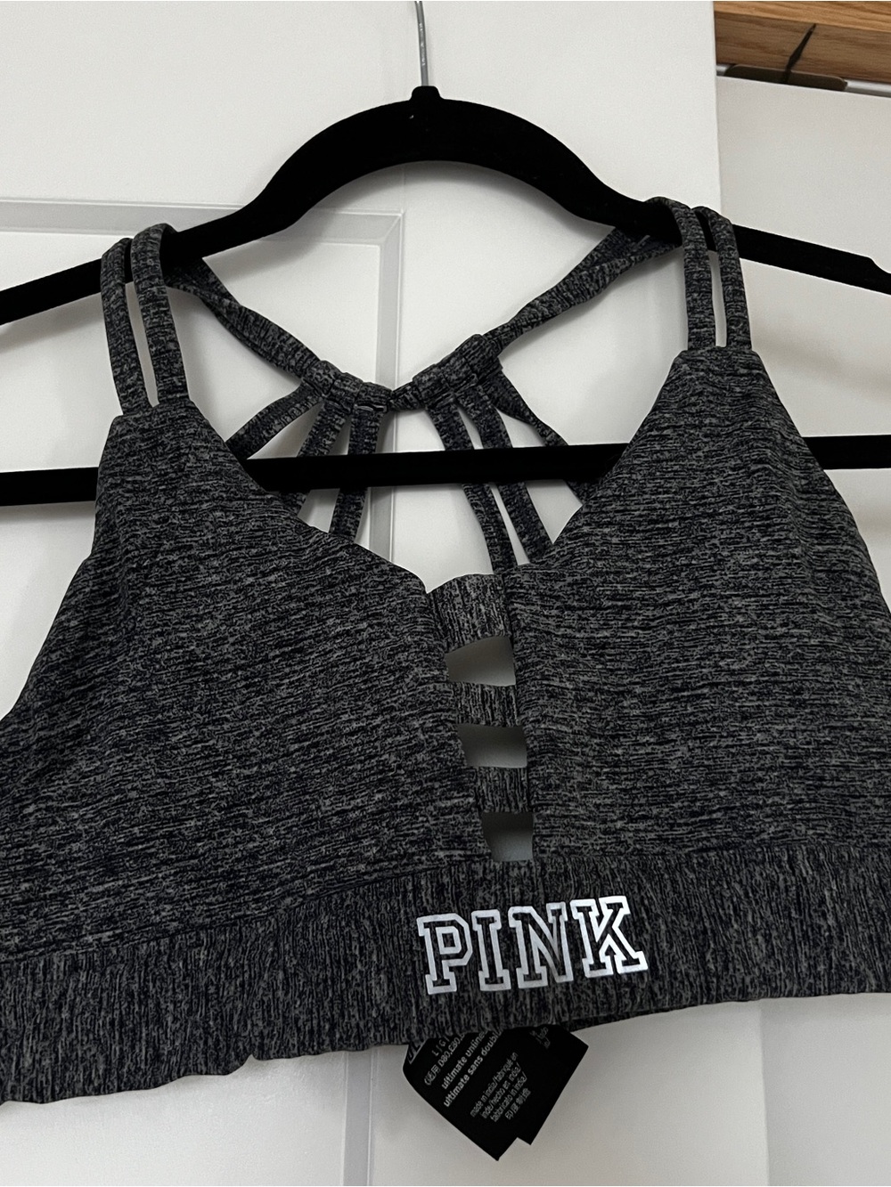 Victoria's Secret PINK Charcoal Gray Strappy Sports Bralette